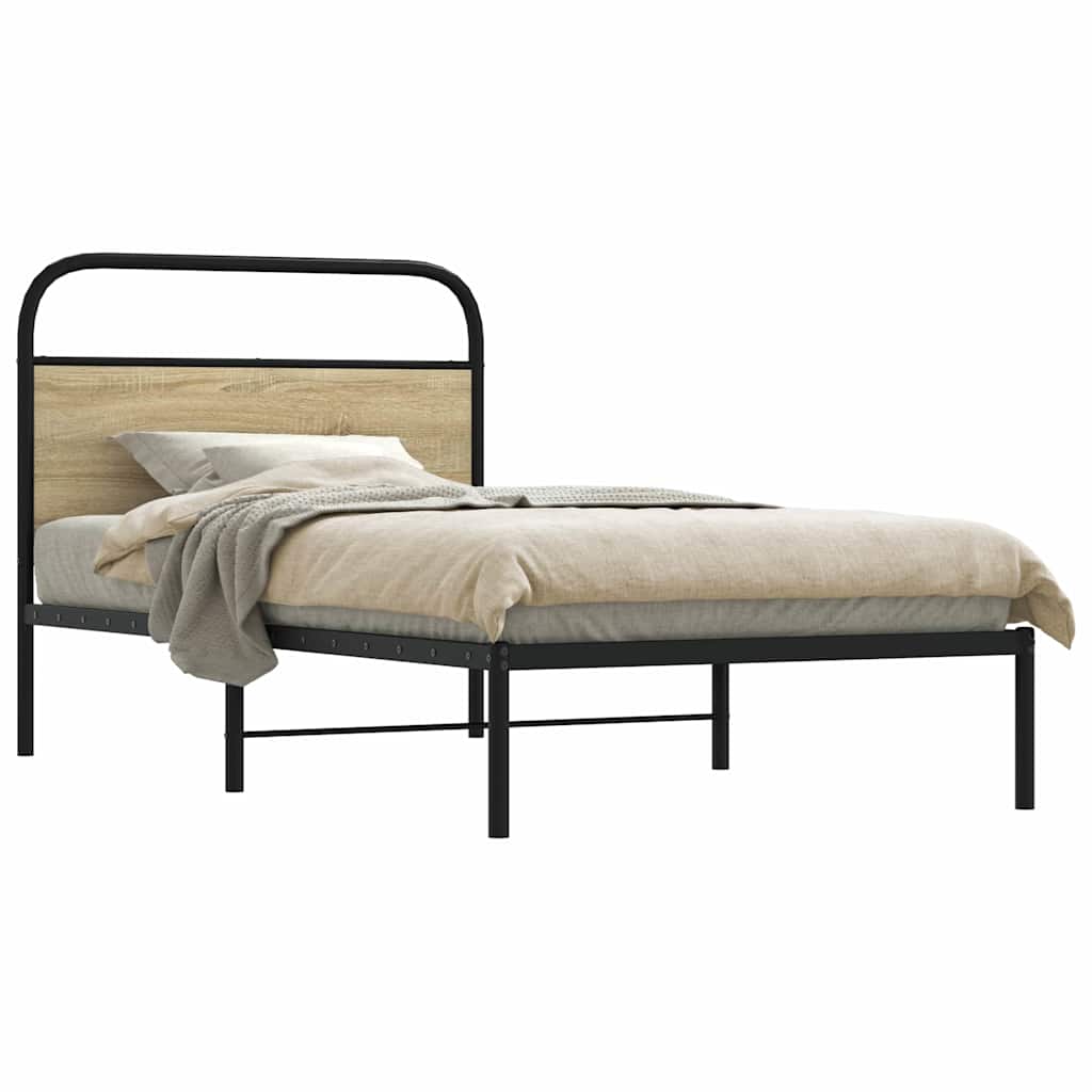 Sängram utan madrass sonoma-ek 107x203 cm konstruerad trä