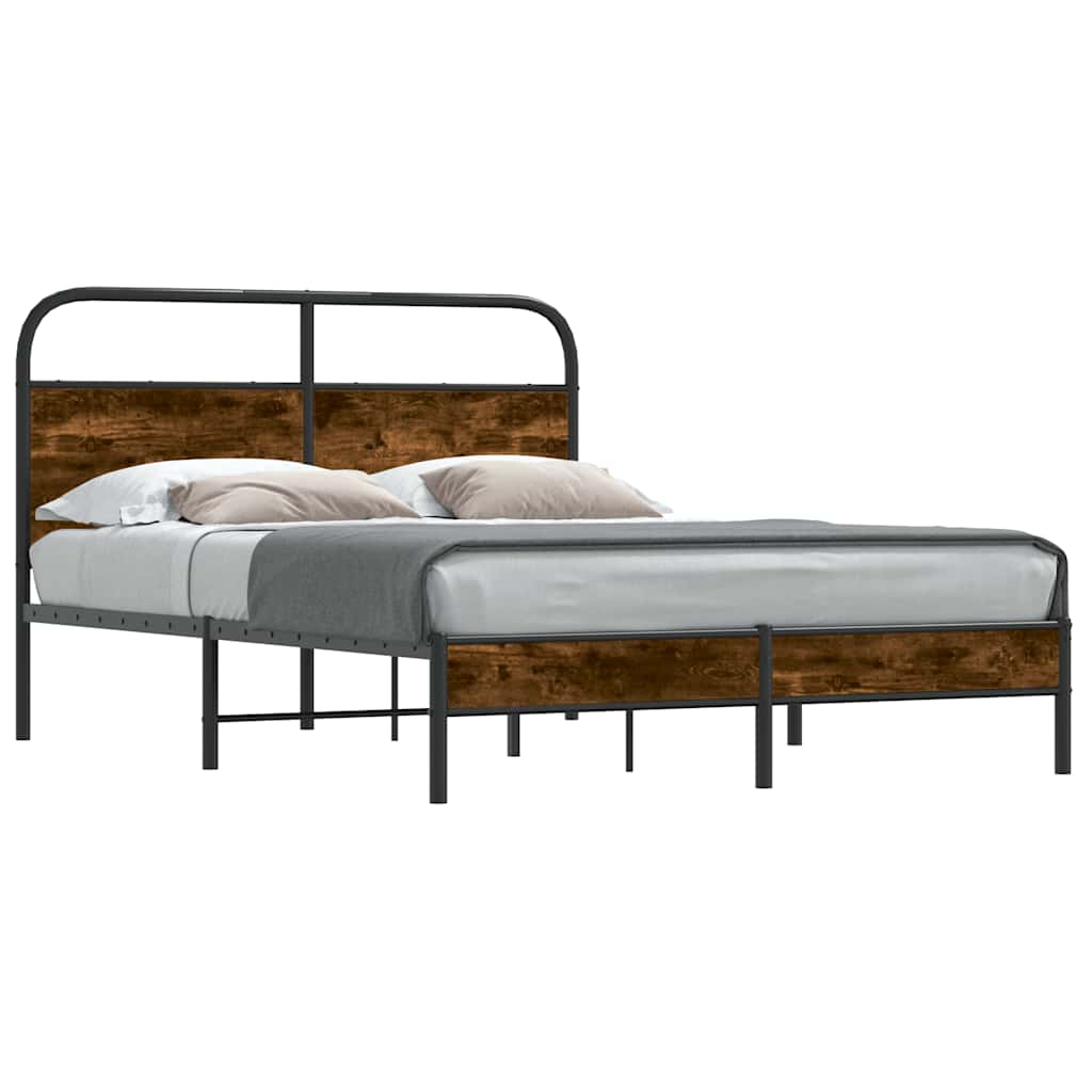 Sängram utan madrass rökfärgad ek 120x190 cm konstruerad trä