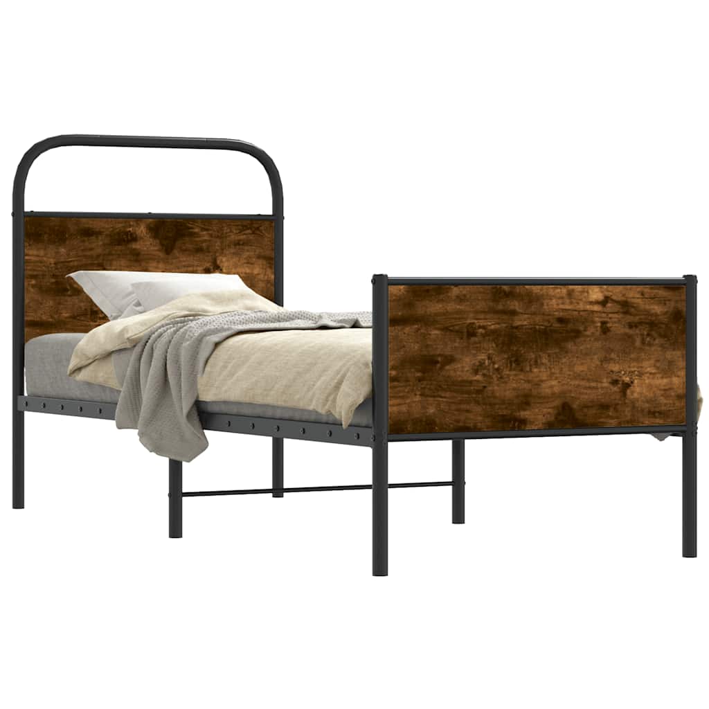 Sängram utan madrass sonoma-ek 75x190 cm konstruerad trä