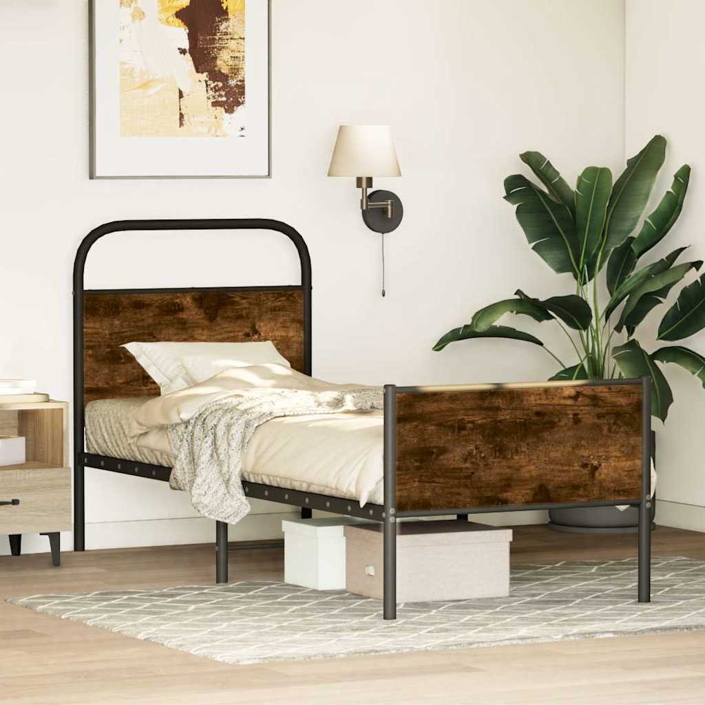 Sängram utan madrass sonoma-ek 75x190 cm konstruerad trä