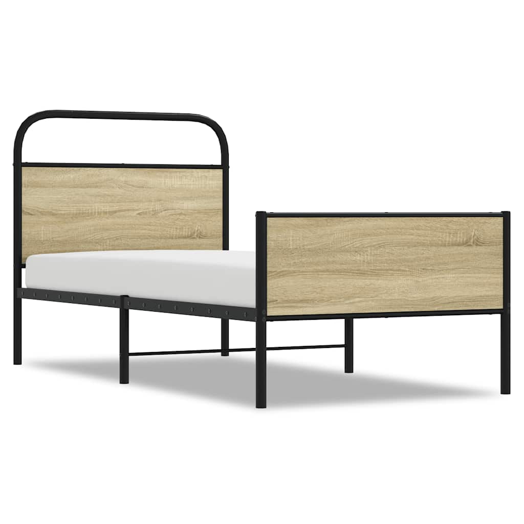 Sängram utan madrass sonoma-ek 75x190 cm konstruerad trä