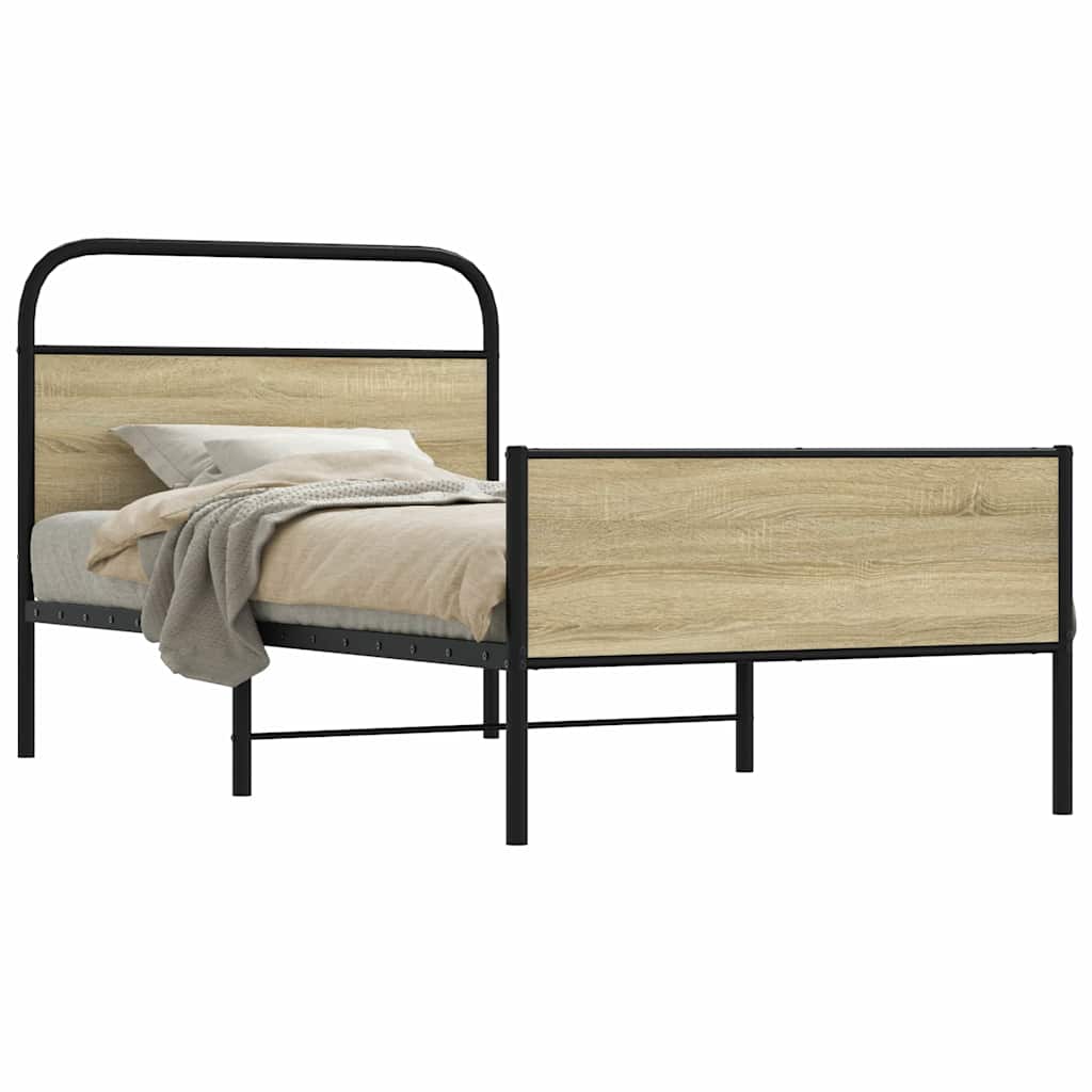 Sängram utan madrass sonoma-ek 107x203 cm konstruerad trä