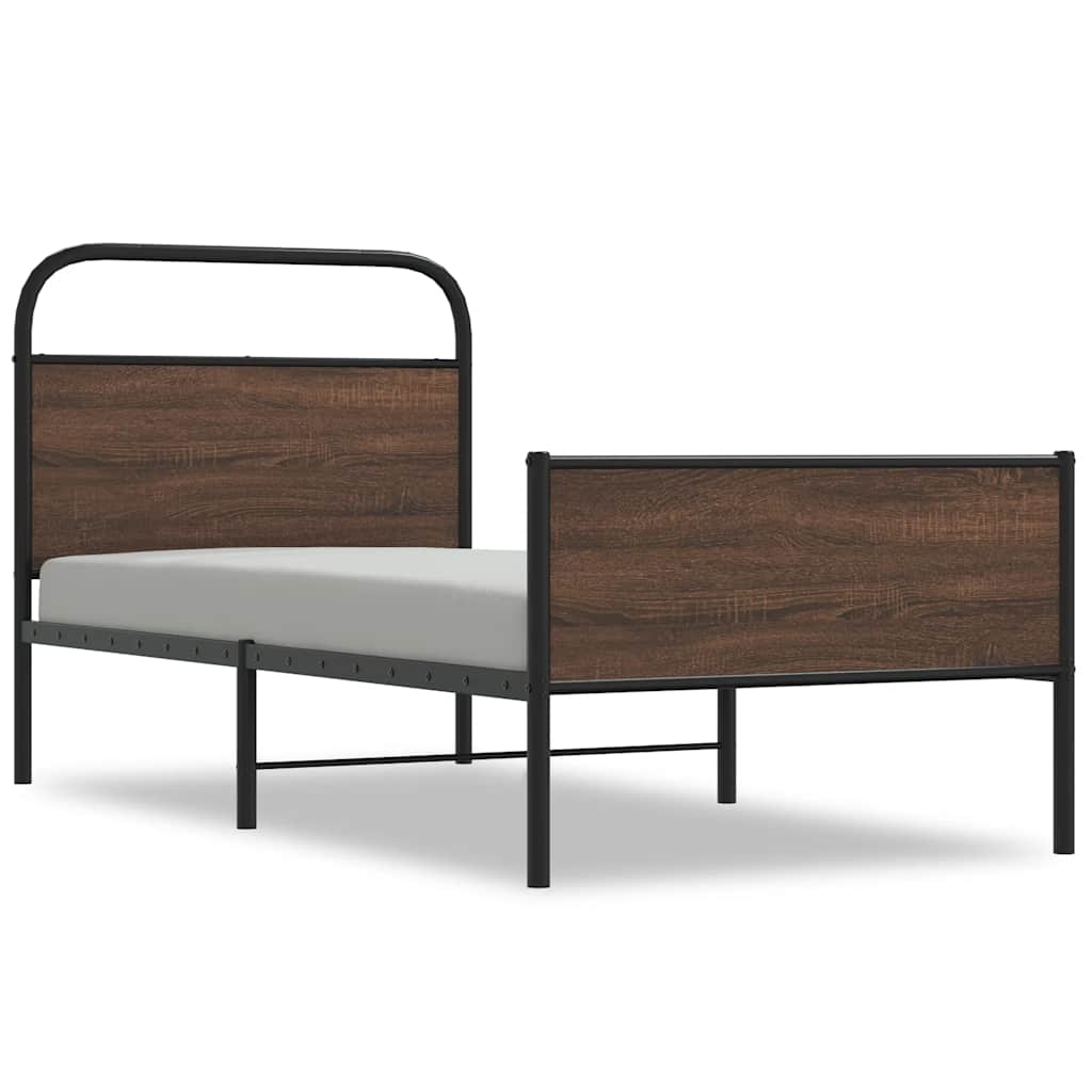Sängram utan madrass brun ek 107x203 cm konstruerad trä