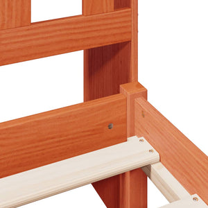 Säng med bokhylla utan madrass vaxbrun 160x200cm massiv furu