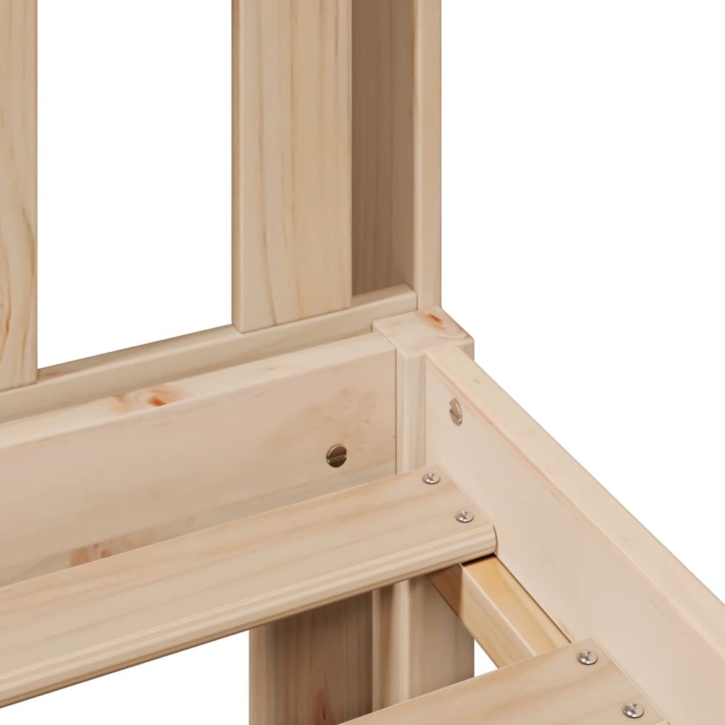 Säng med bokhylla utan madrass 90x190cm massiv furu