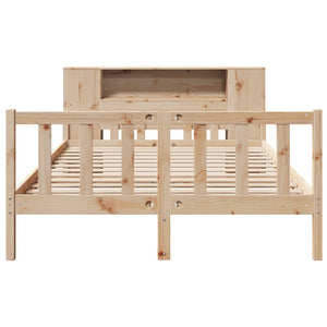 Säng med bokhylla utan madrass 120x190 cm massiv furu