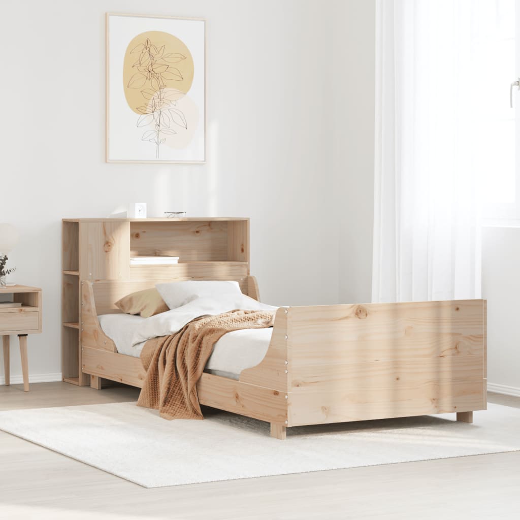 Sängram utan madrass 75x190 cm massiv furu