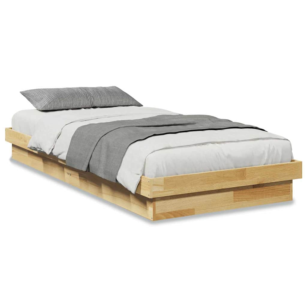 Sängram utan madrass 75x190 cm massiv ek