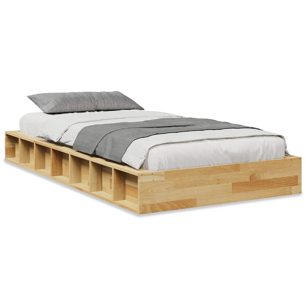 Sängram utan madrass 80x200 cm massivt trä ek