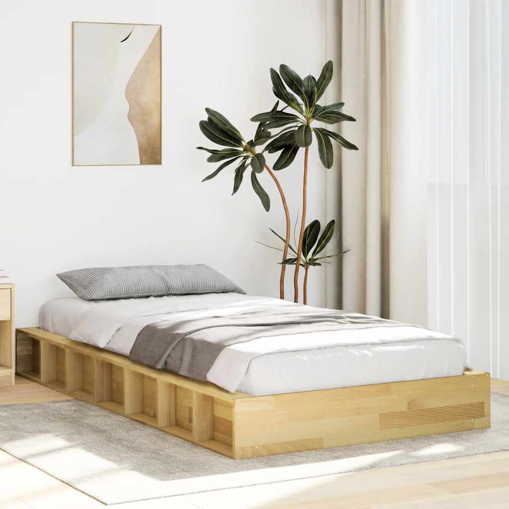 Sängram utan madrass 80x200 cm massivt trä ek