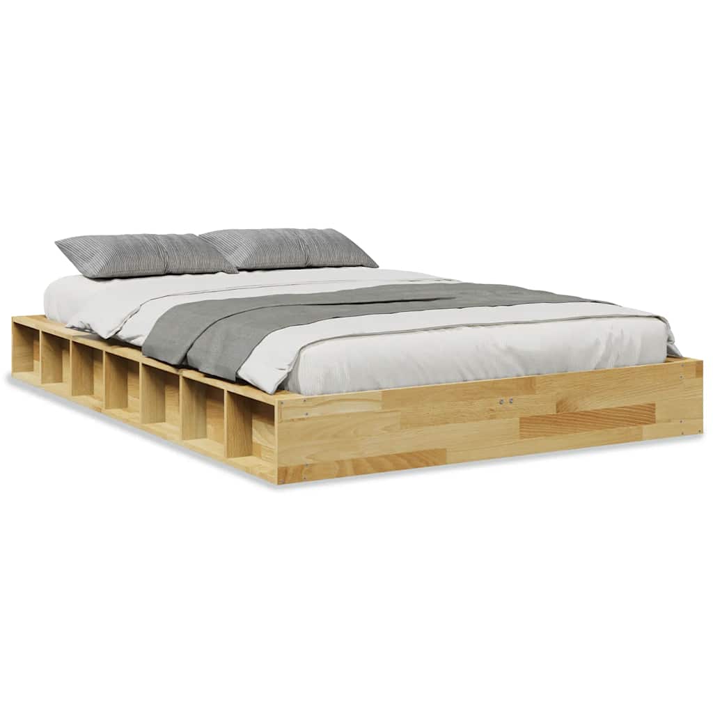 Sängram utan madrass 120x190 cm massivt trä ek