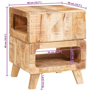 Sidobord med hylla Brun 40 x 40 x 49 cm Massivt mangoträ