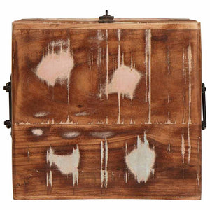 Förvaringslåda med lagring med dörr Brun Massivt mangoträ