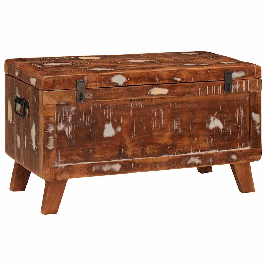 Förvaringslåda med lås 70 x 35 x 40 cm massivt återvunnet trä