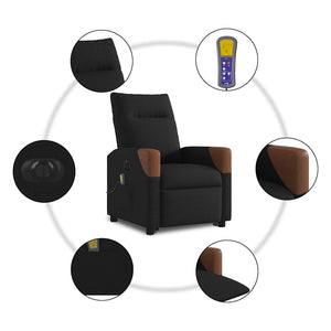 Elektrisk massagefåtölj med uppresningshjälp svart tyg