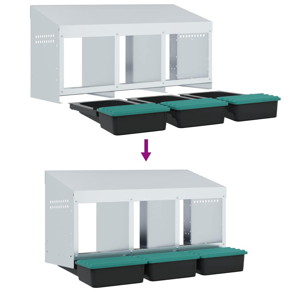 Hönsholk 3 fack Väggmonterad galvaniserad stål
