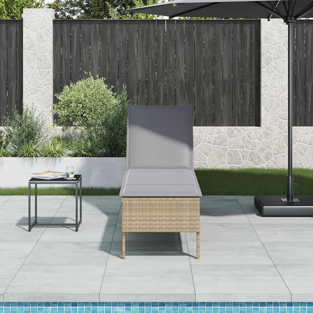 Solstol med dyna beige 55x200x44cm konstrotting
