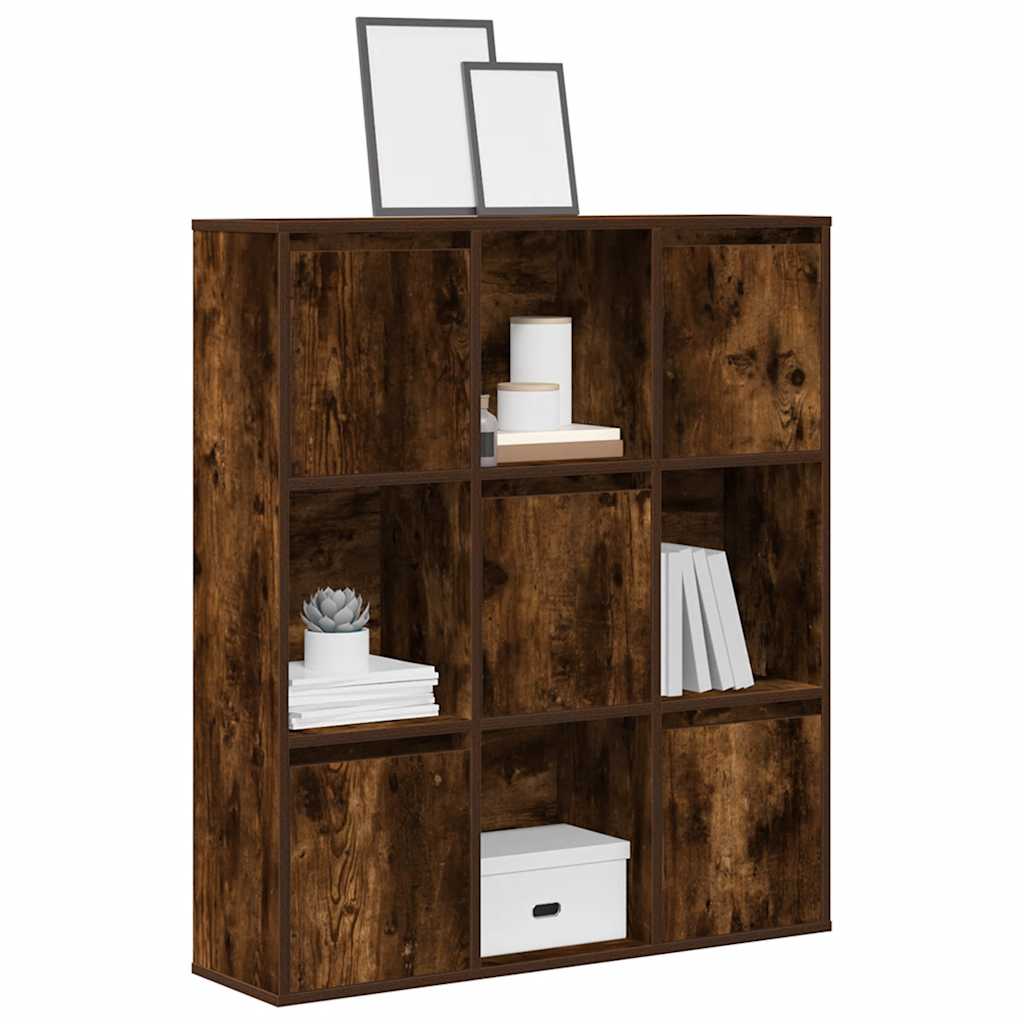 Bokhylla rökfärgad ek 89x24x101,5 cm konstruerat trä