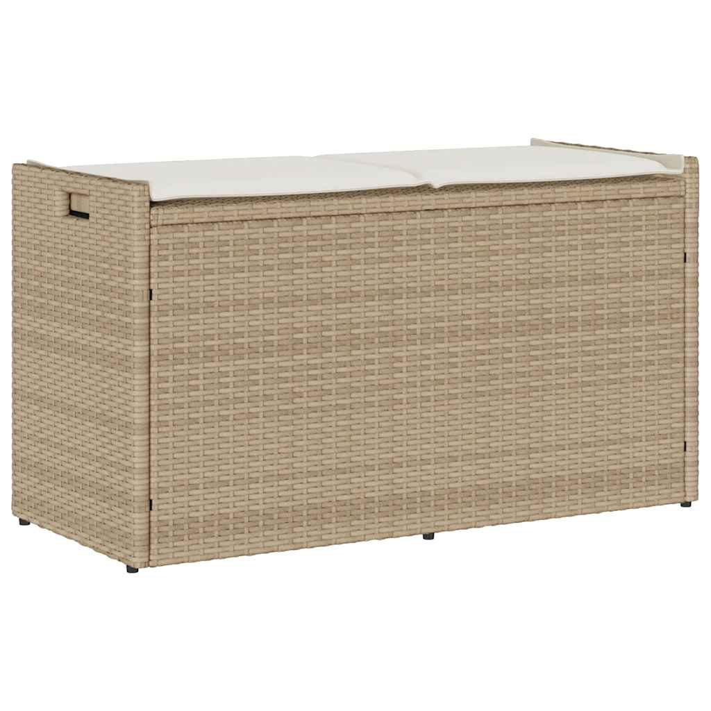 Förvaringsbänk för utomhusbruk dyna beige 100 cm konstrotting