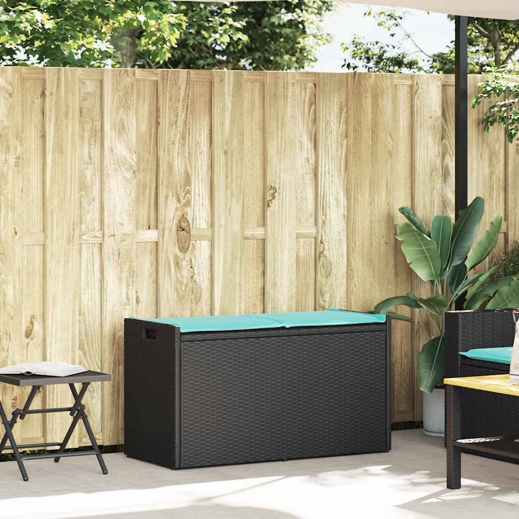 Förvaringsbänk för utomhusbruk dyna svart 100 cm konstrotting
