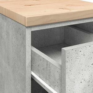 Förvaringsskåp för garage Betonggrå 30x51x85cm massivt trä furu