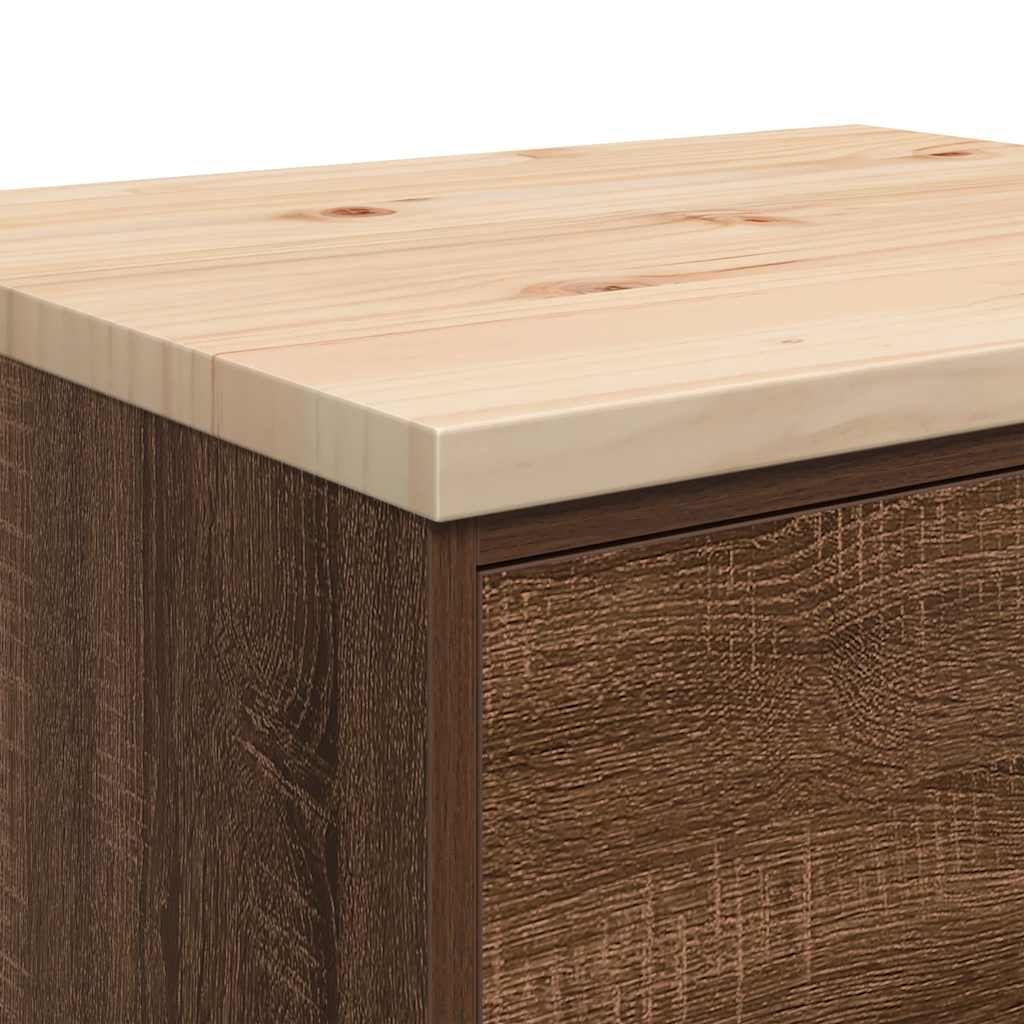 Förvaringsskåp för garage brun ek 60x51x85 cm massivt trä furu