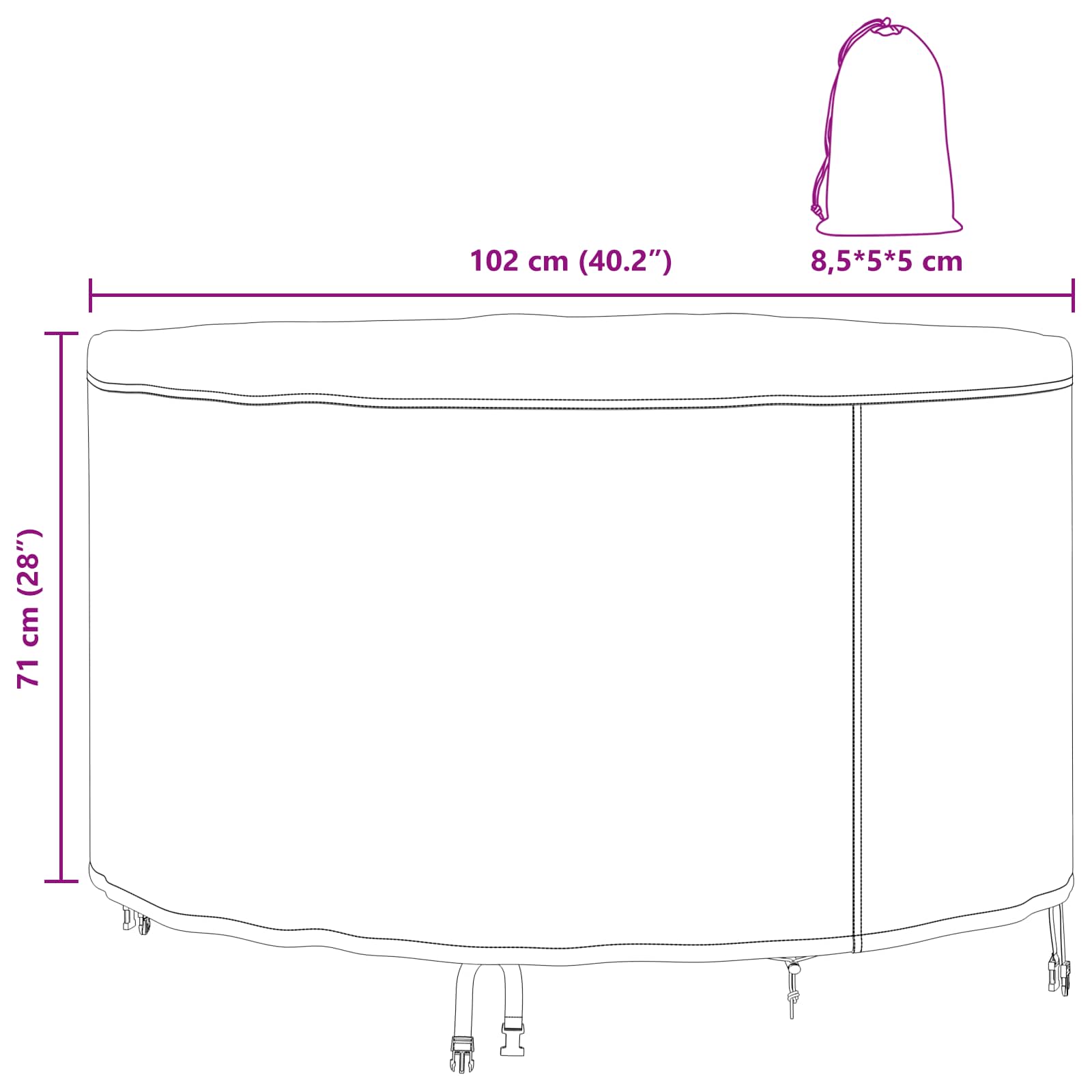 Utemöbelsskydd Svart 102 x 102 x 71 cm 420D tyg