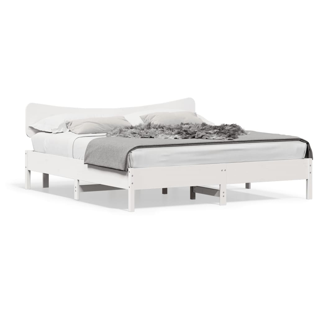 Sängram utan madrass vit 200x200 cm massiv furu