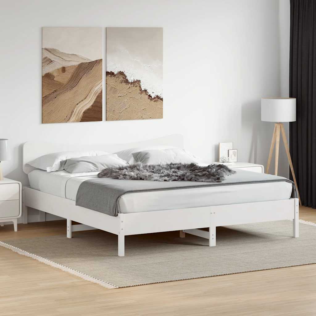 Sängram utan madrass vit 180x200 cm massiv furu