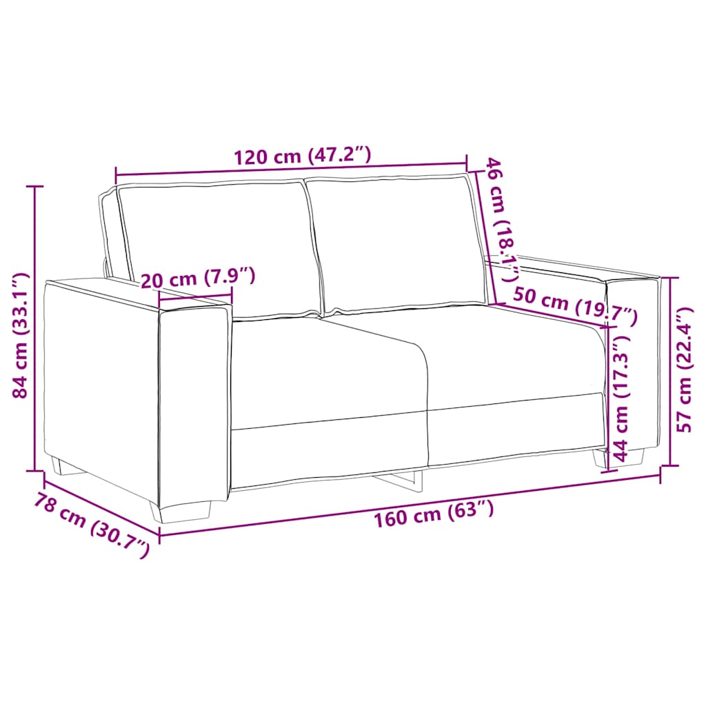 2-sits soffa linne 120 cm