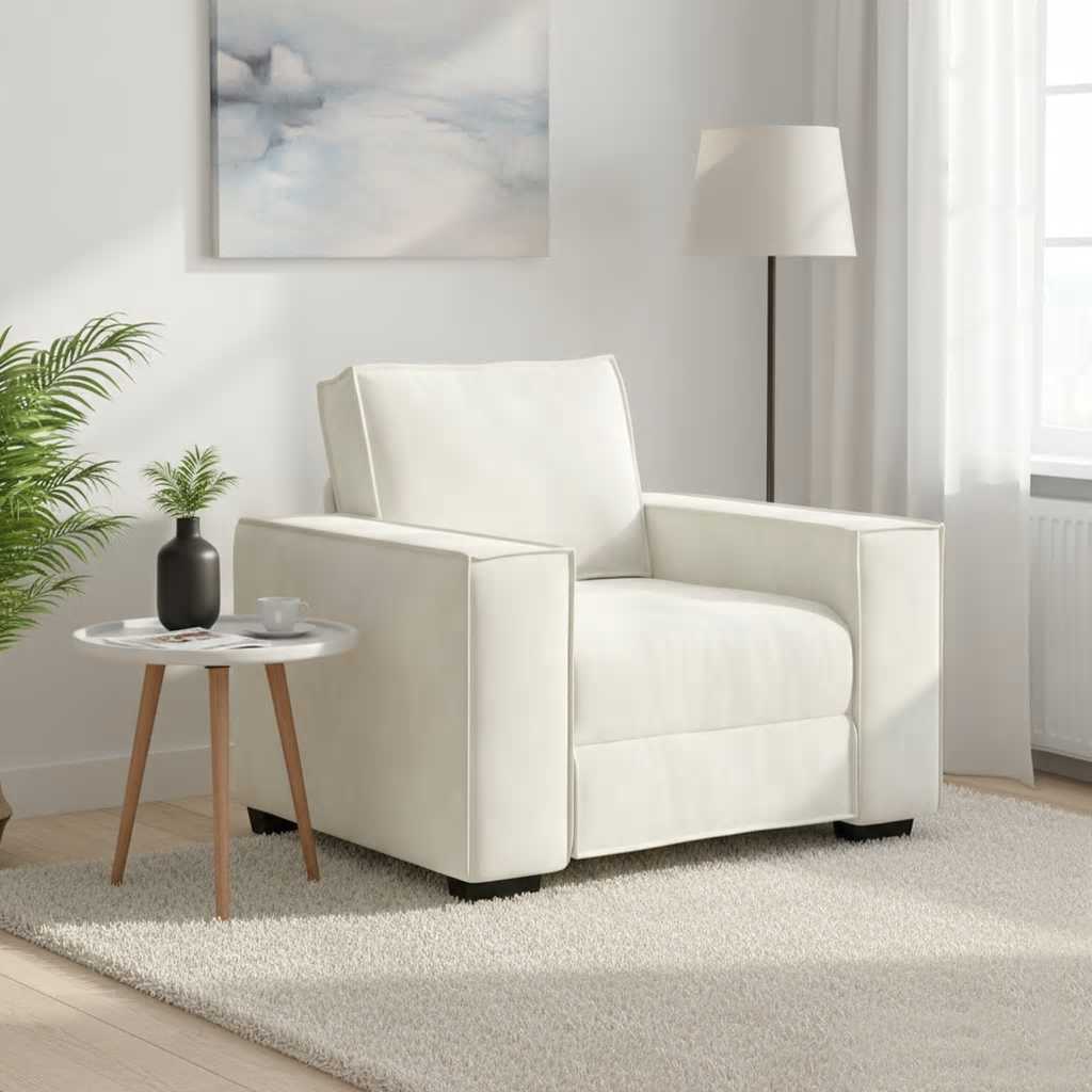 Soffstol gräddvit 100x78x84 cm sammet