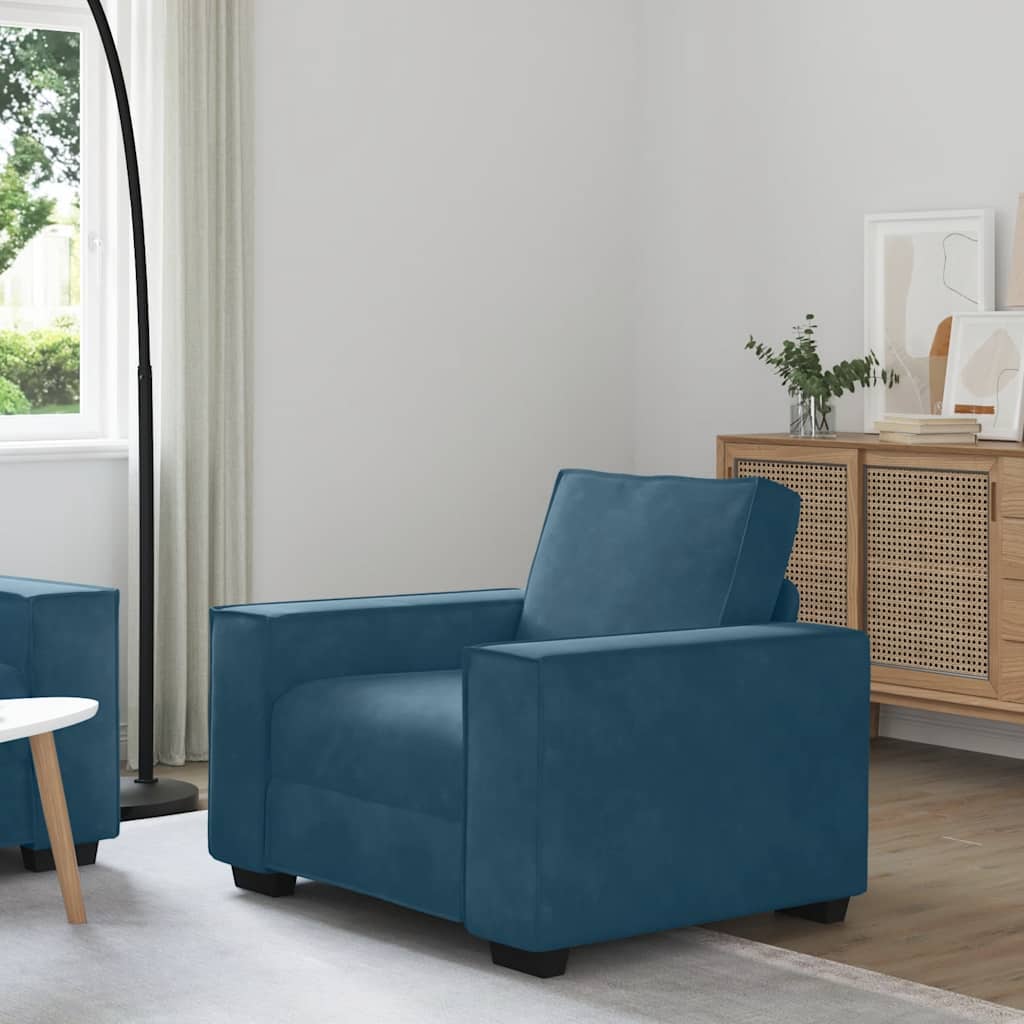 Soffstol blå 100x78x84 cm sammet