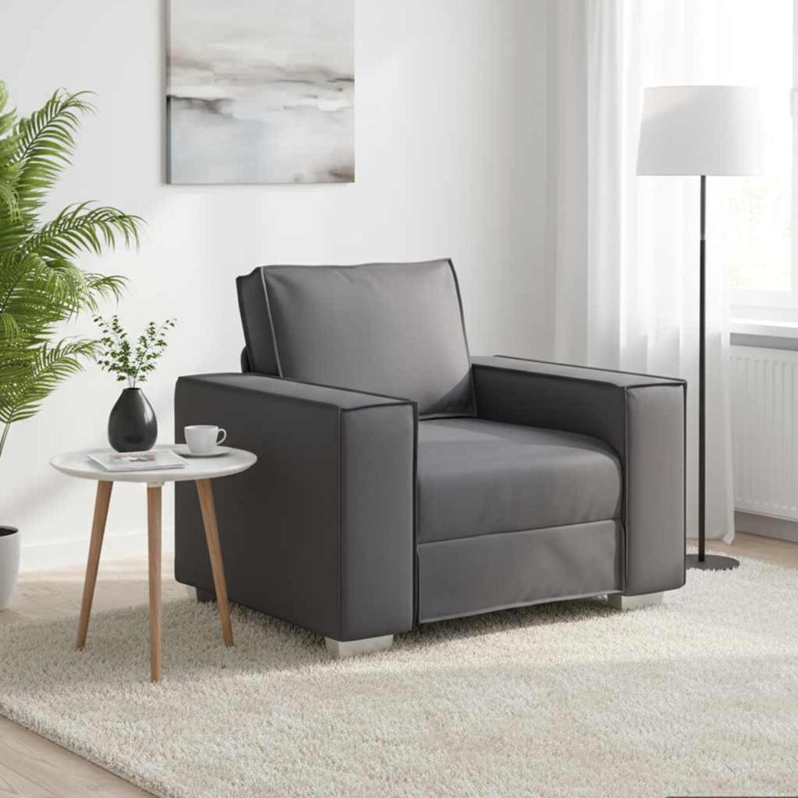 Soffstol Grå 100 cm Konstläder