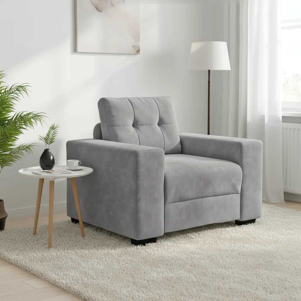 Soffstol ljusgrå 100x78x80 cm sammet