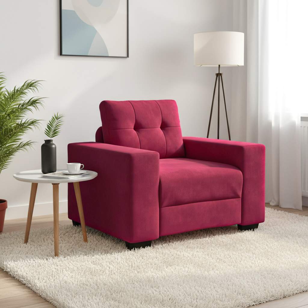 Soffstol vinröd 100x78x80 cm sammet