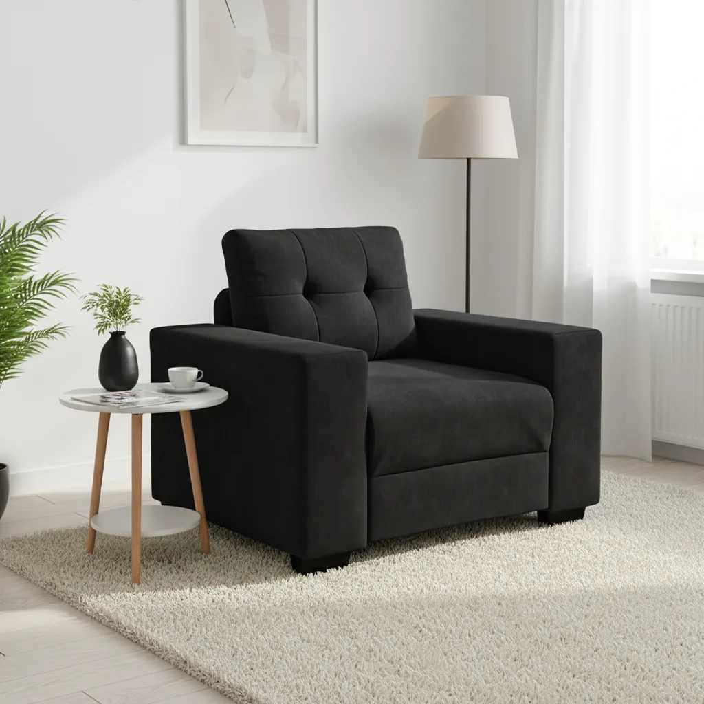 Soffstol svart 100x78x80 cm sammet