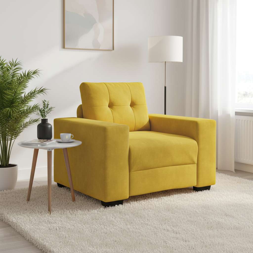 Soffstol gul 100x78x80 cm sammet
