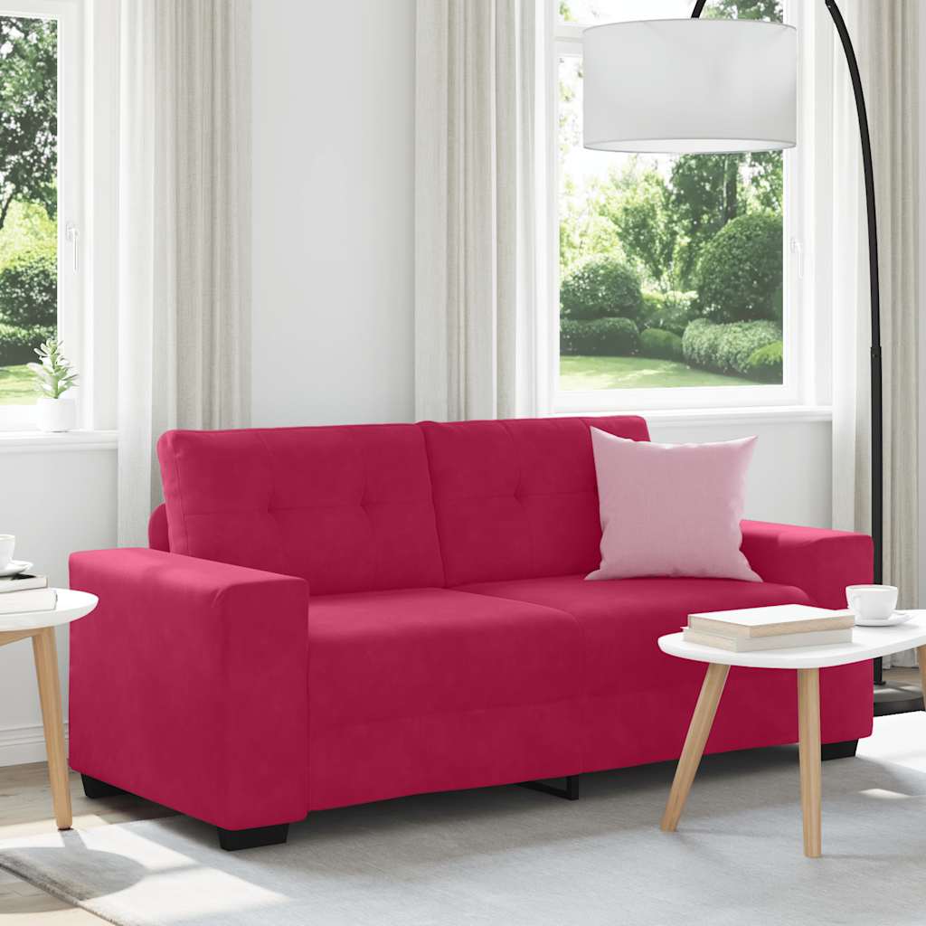 Tvåsitssoffa vinröd 180x77x82 cm sammet