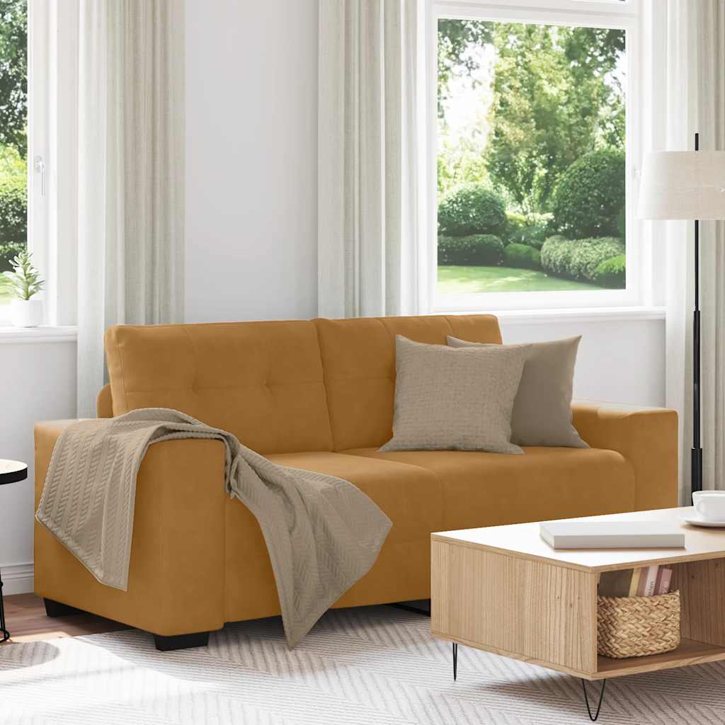 Tvåsitssoffa brun 180x77x82 cm sammet