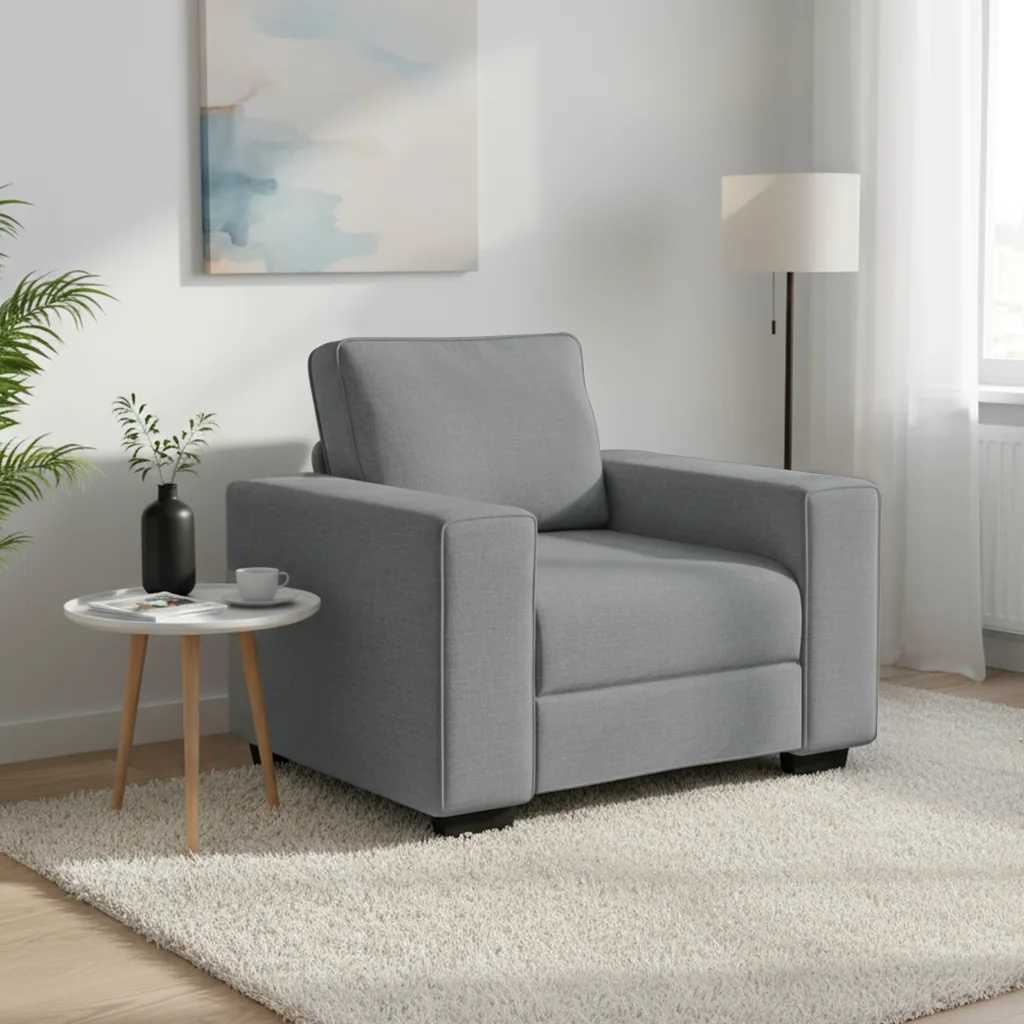 Soffstol ljusgrå 100x77x82 cm tyg