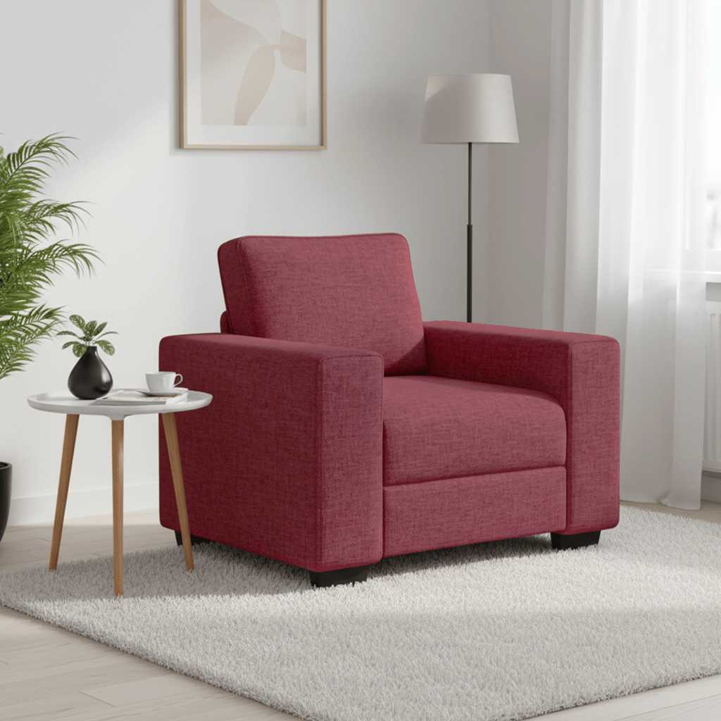 Soffstol vinröd 100x77x82 cm tyg