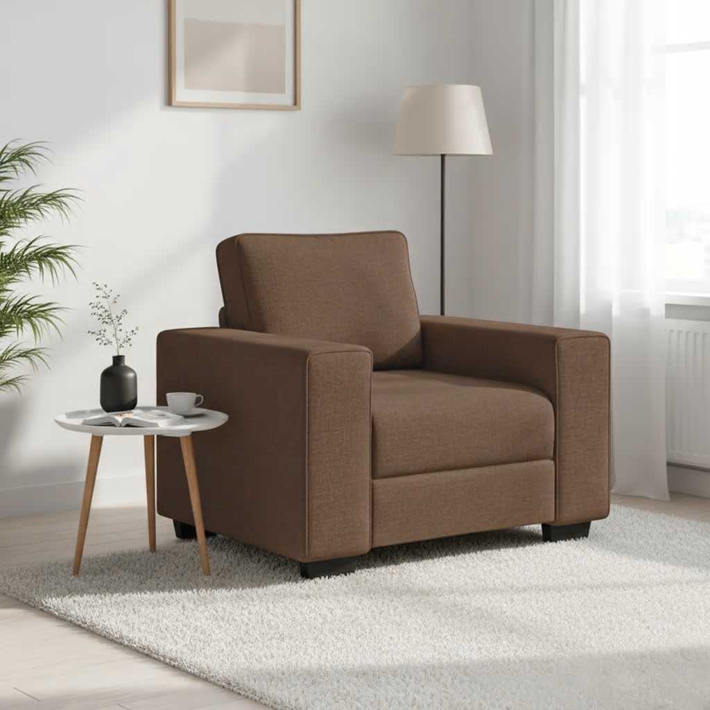 Soffstol brun 100x77x82 cm tyg