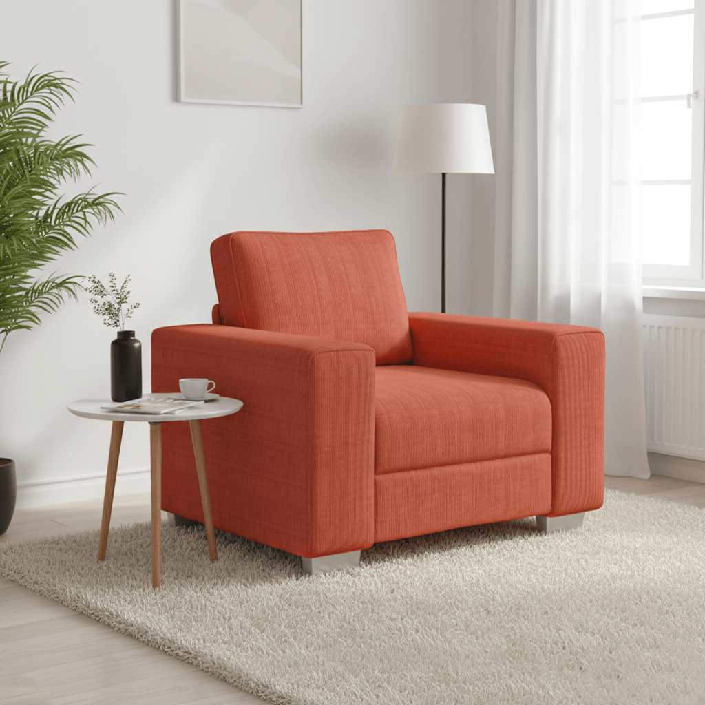 Soffstol röd orange 100x77x82 cm manchestertyg