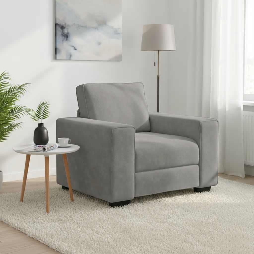 Soffstol ljusgrå 100x77x82 cm sammet