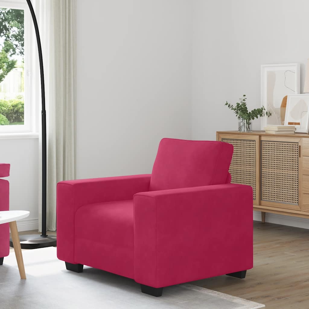 Soffstol vinröd 100x77x82 cm sammet