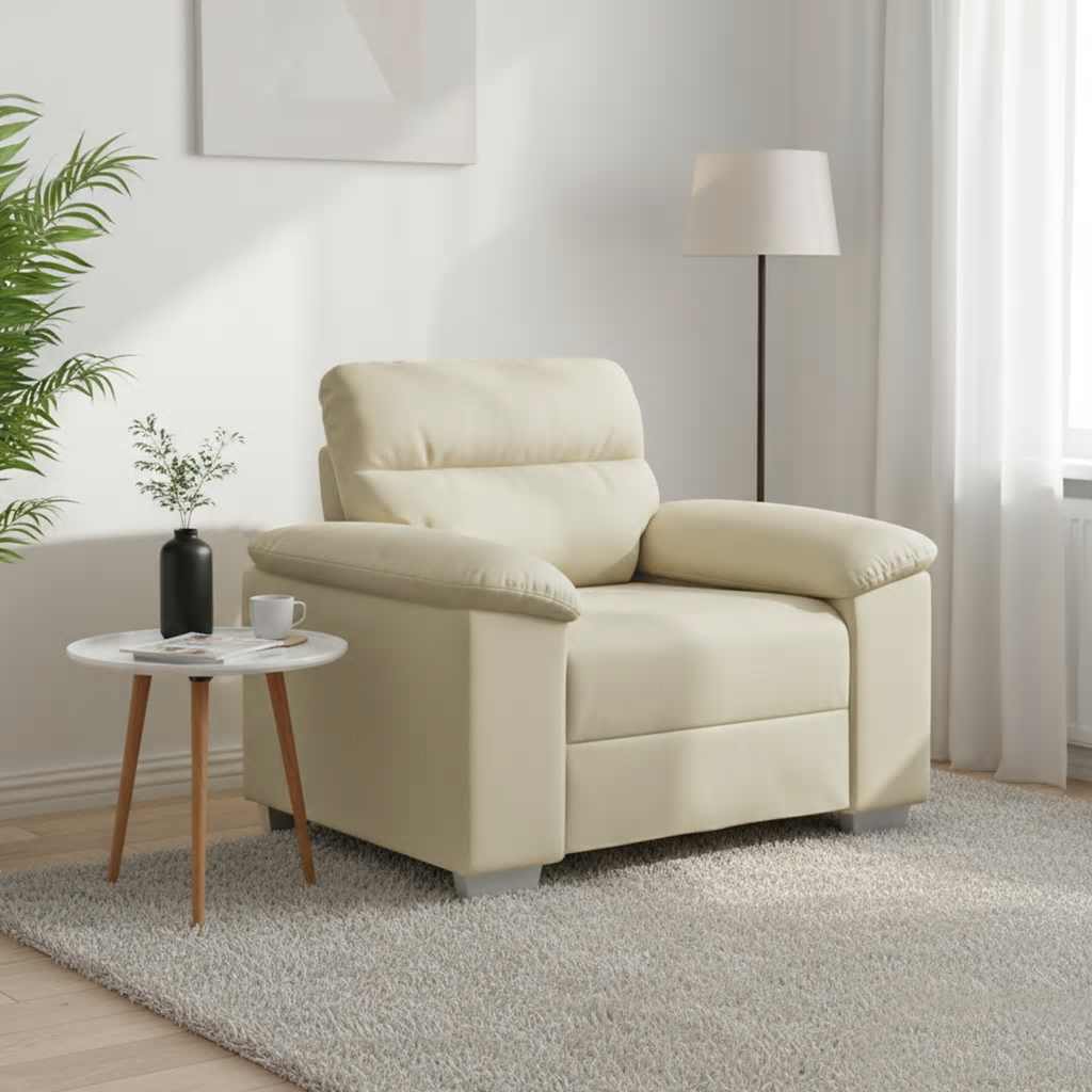 Soffa krämfärgad 100x81x84 cm konstläder