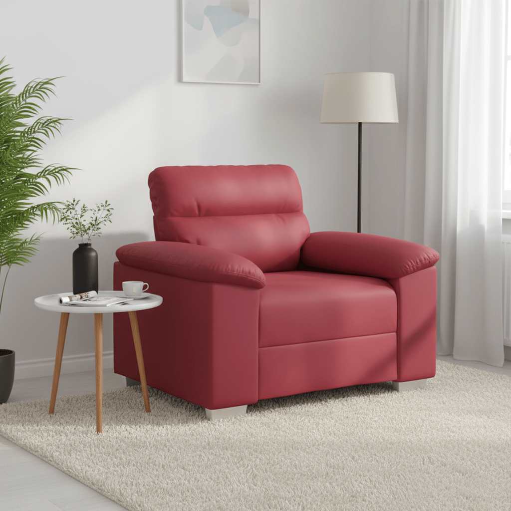 Soffa vinröd 100x81x84 cm konstläder