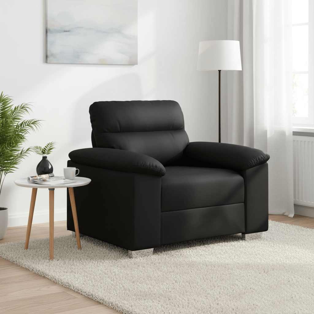 Soffstol svart 100x81x84 cm konstläder