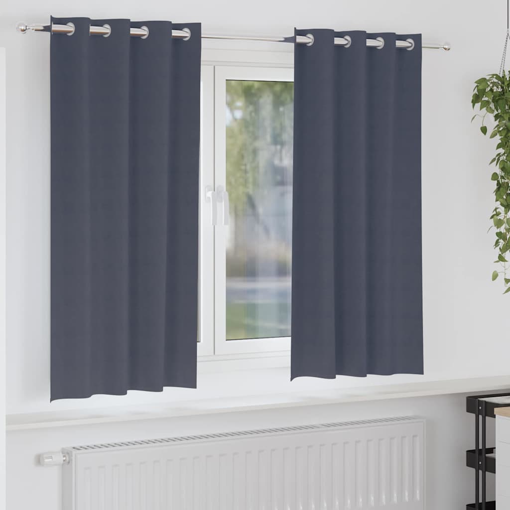 Mörkläggningsgardiner med Ringar 2 st Antracit 175 x 140 cm