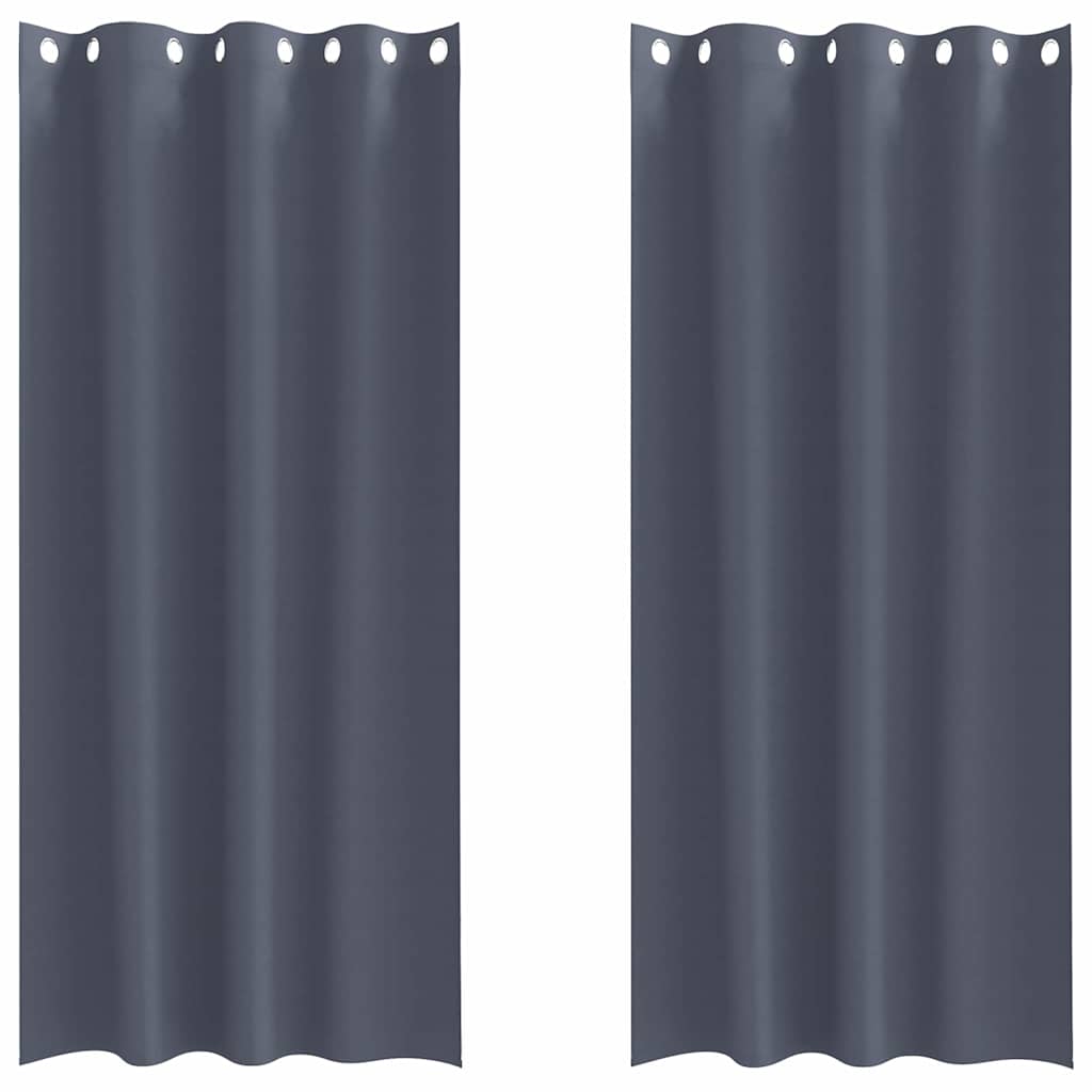 Mörkläggningsgardiner med Ringar 2 st Antracit 225 x 140 cm